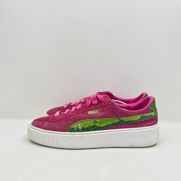 Puma Suede Platform Trace Pink Green Accents Sneakers 36473201 Youth Size 7C - Picture 4 of 12